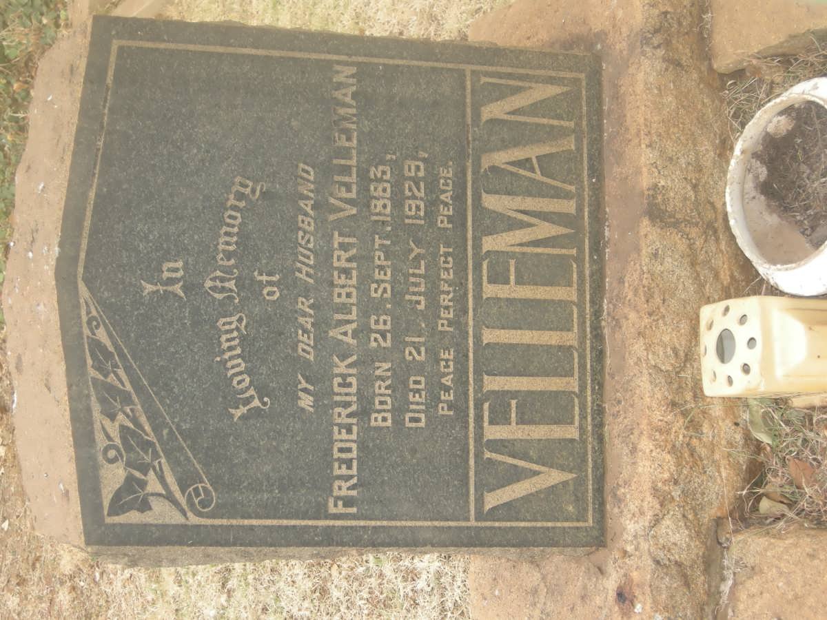 VELLEMAN Frederick Albert 1883-1929