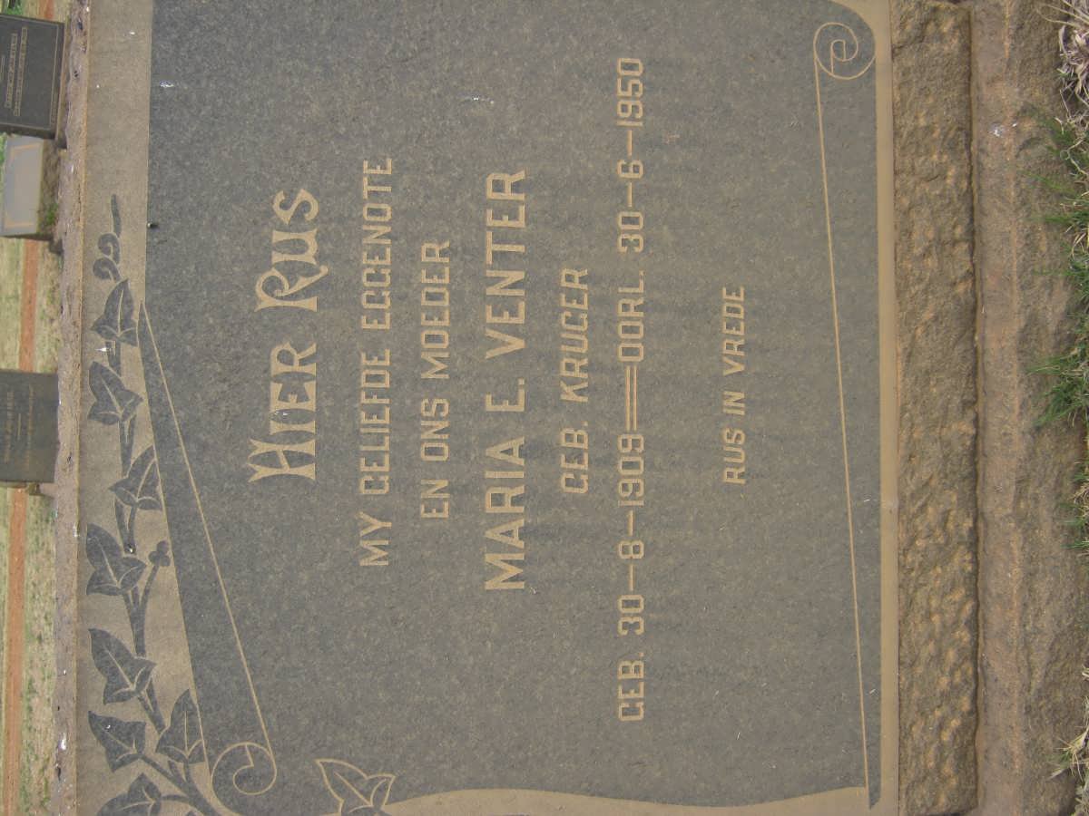 VENTER Maria E. nee KRUGER 1909-1950