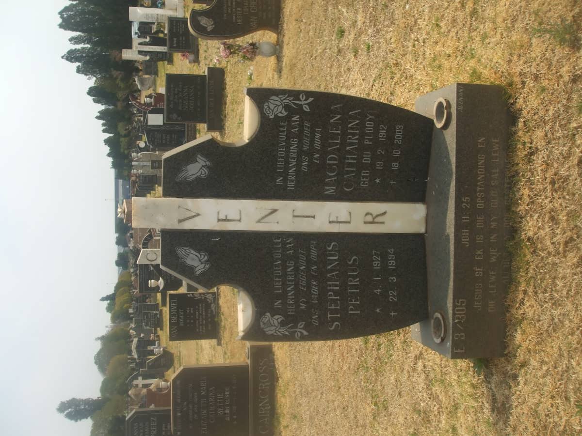 VENTER Stephanus Petrus 1927-1994 &amp; Magdalena Catharina DU PLOOY