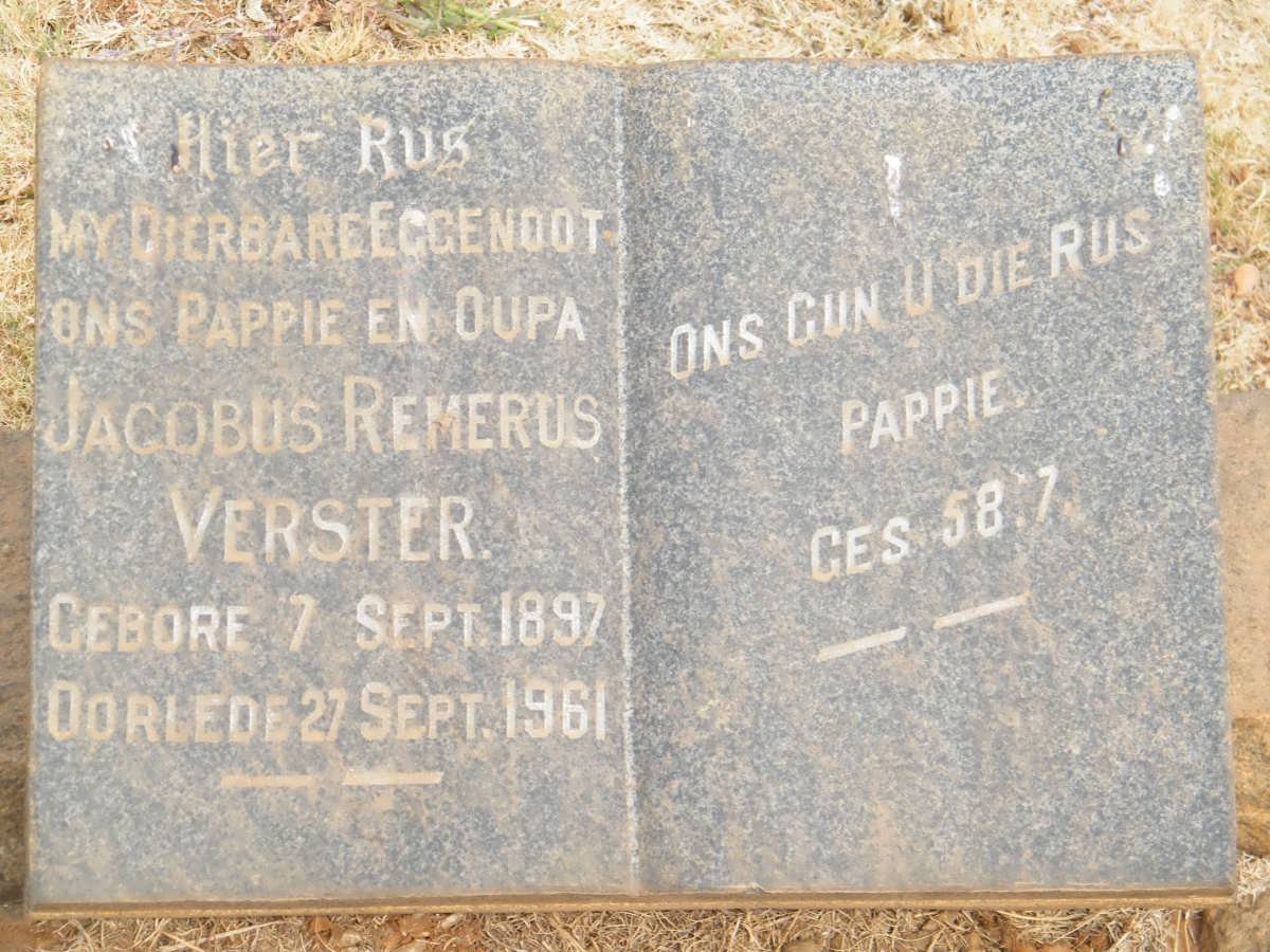 VERSTER Jacobus Remerus 1897-1961