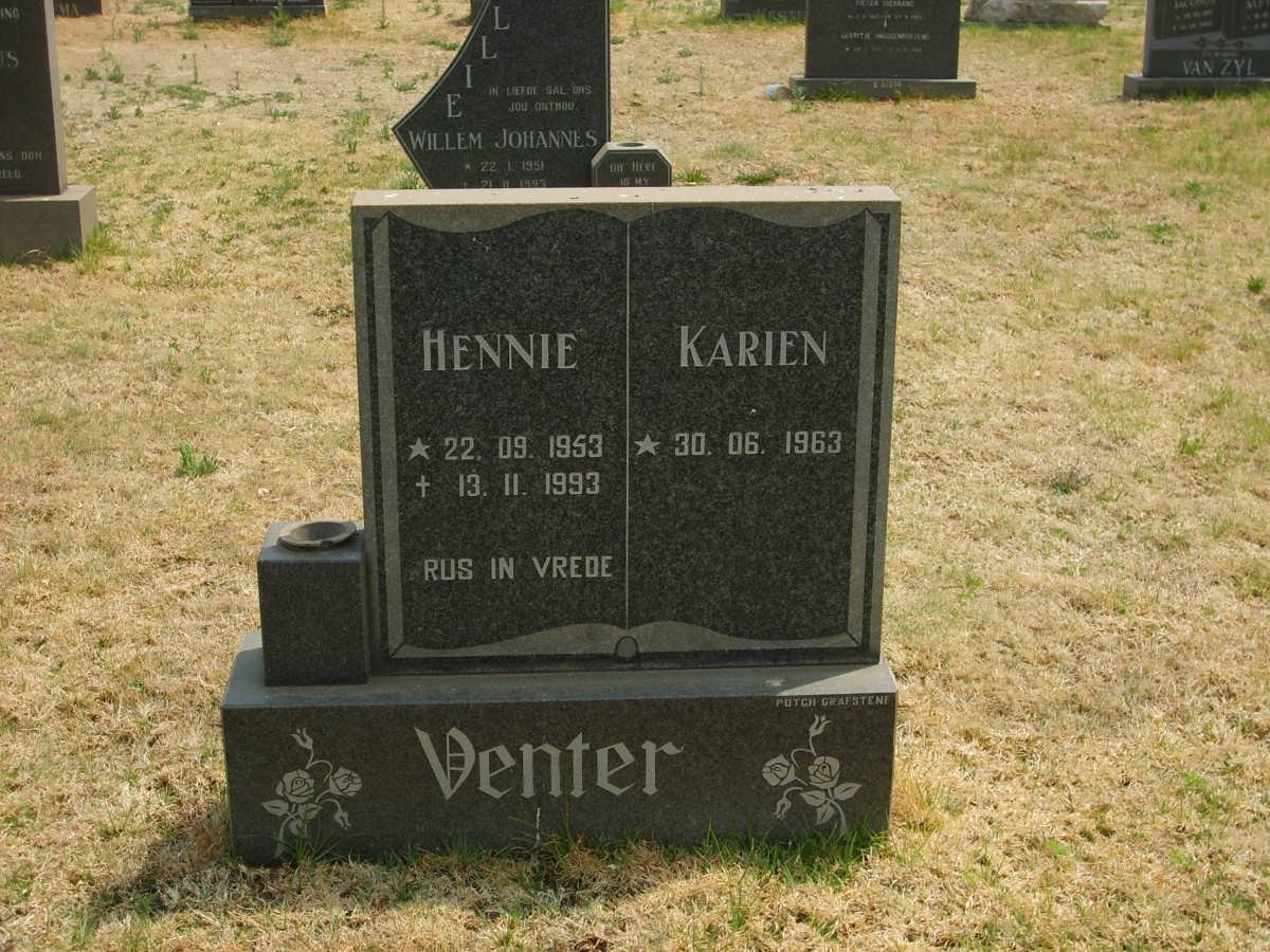 VENTER Hennie 1953-1993 &amp; Karien 1963-