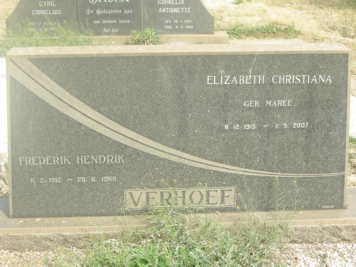 VERHOEF Frederik Hendrik 1912-1968 &amp; Elizabeth Christiana MAREE 1915-2007