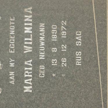 VENTER Maria Wilmina nee NEUWMANN 1890-1972