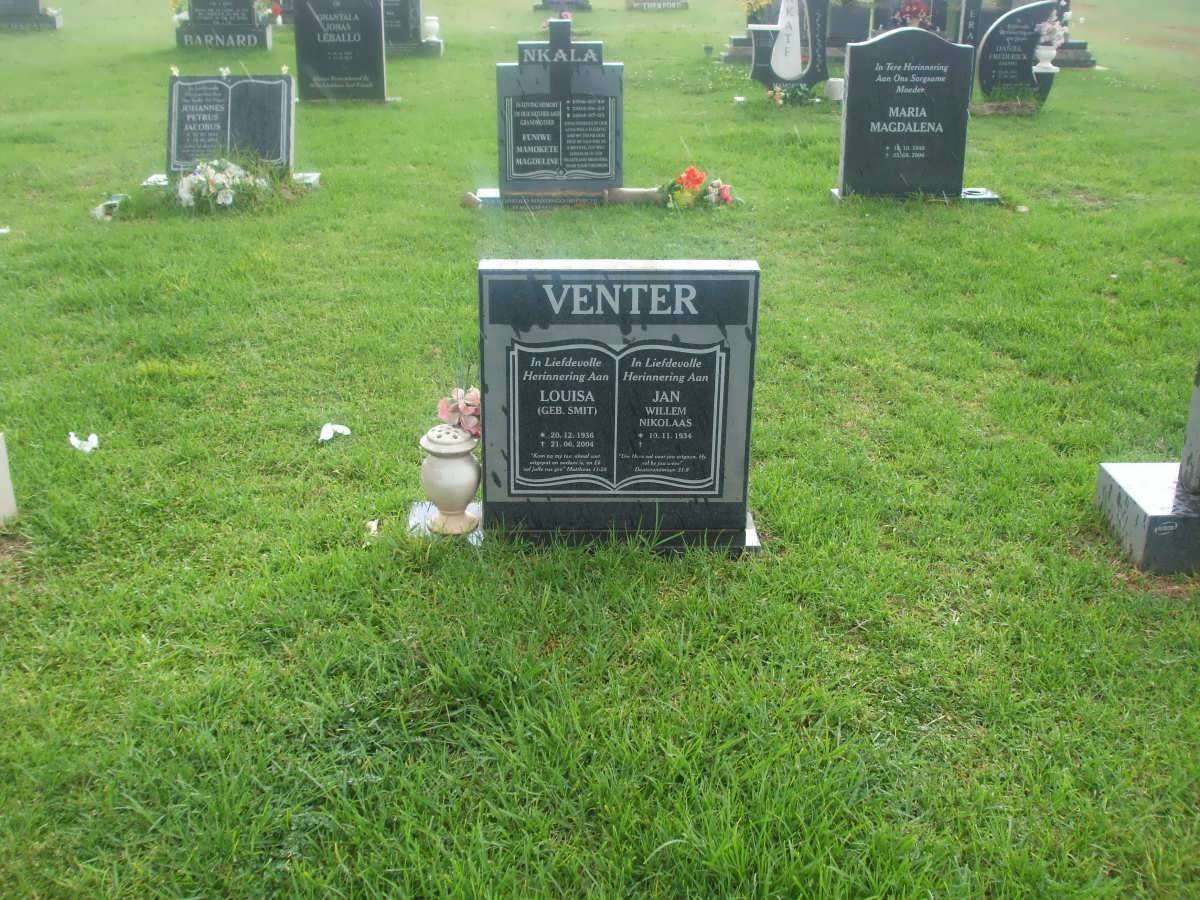 VENTER Jan Willem Nicolaas 1934- &amp; Louisa SMIT 1936-2004