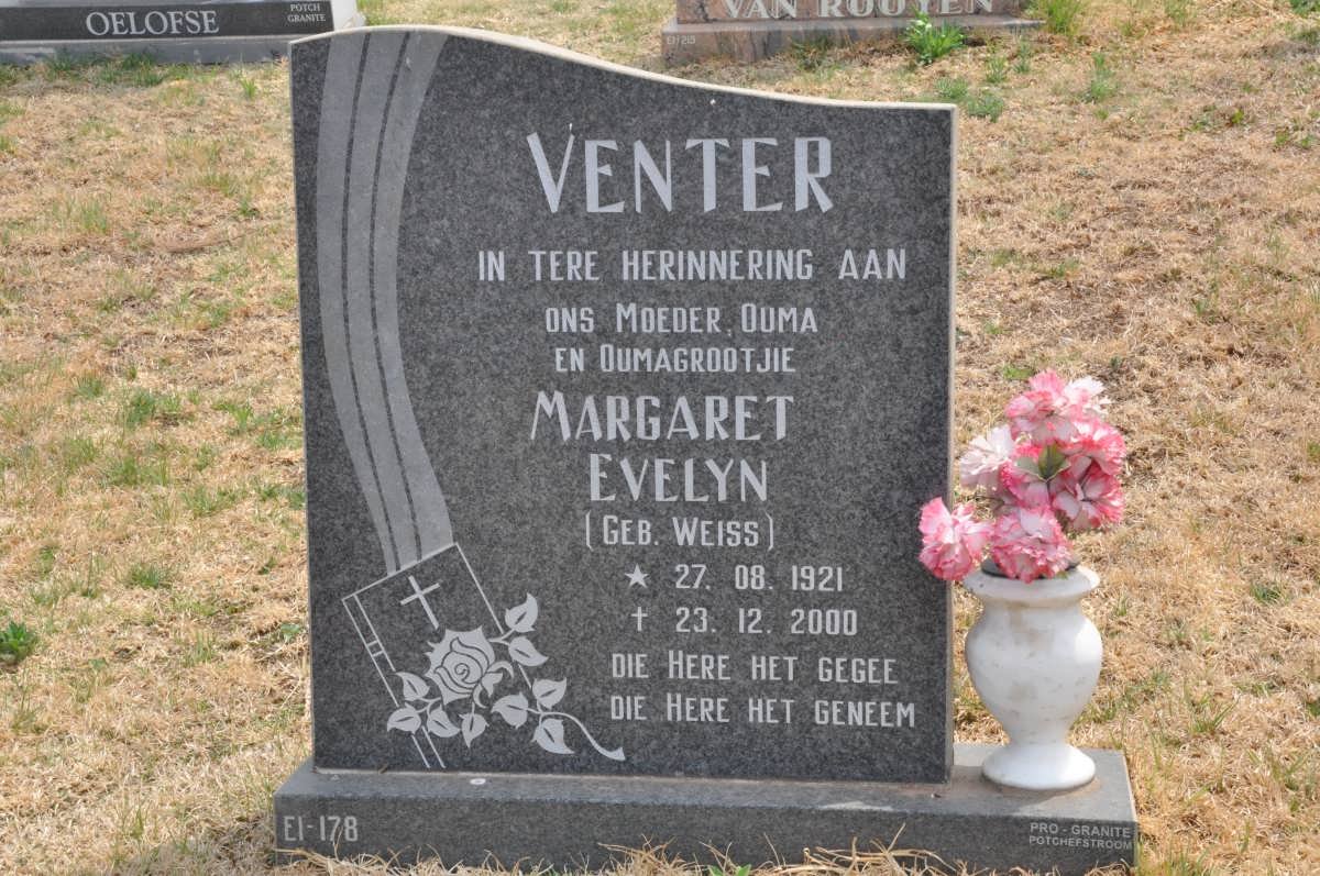 VENTER Margaret Evelyn nee WEISS 1921-2000