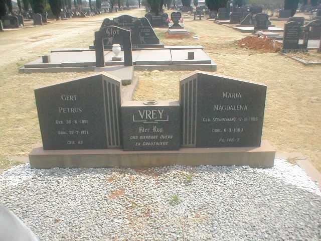 VREY Gert Petrus 1891-1971 &amp; Maria Magdalena SCHOEMAN 1895-1980