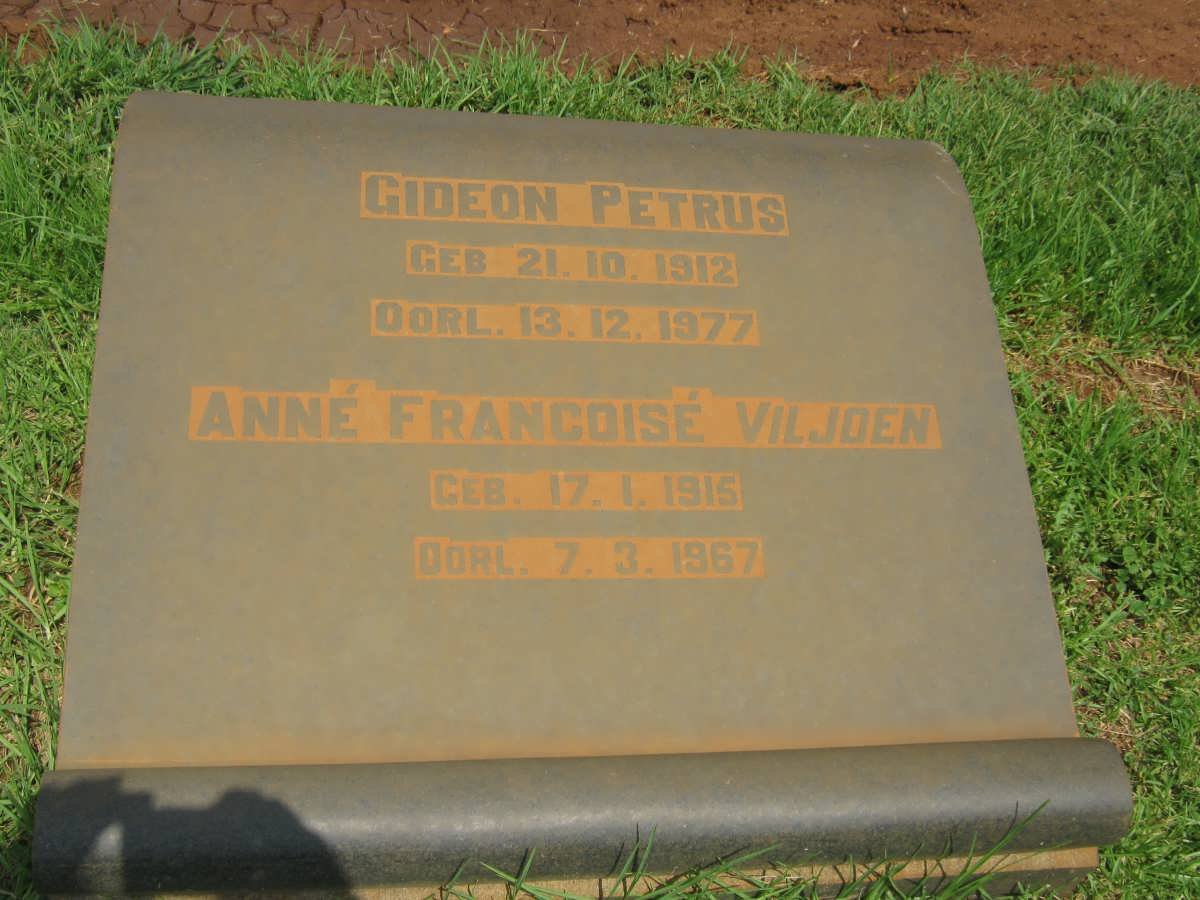 VILJOEN Gideon Petrus 1912-1977 &amp; Anné Francoisé 1915-1967