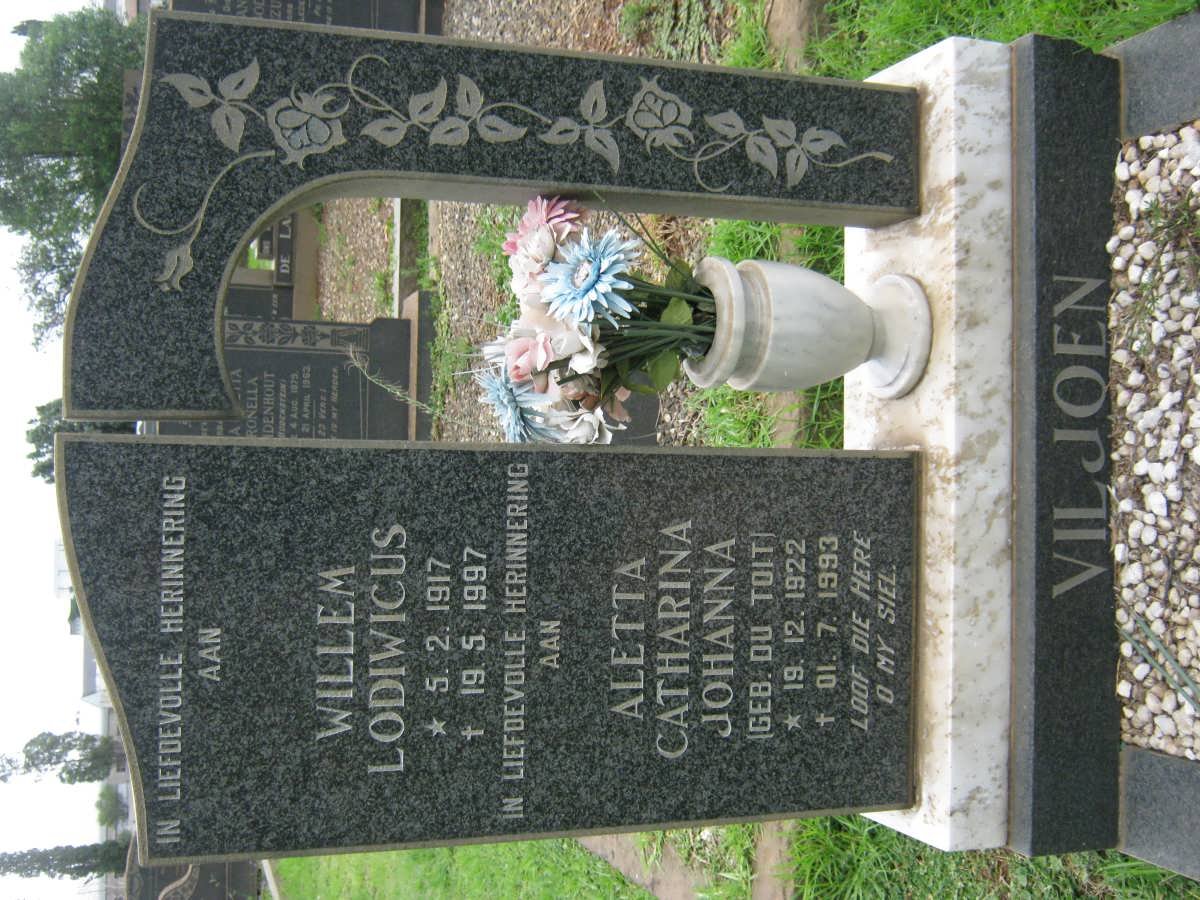 VILJOEN Willem Lodiwicus 1917-1997 &amp; Aletta Catharina Johanna DU TOIT 1922-1993