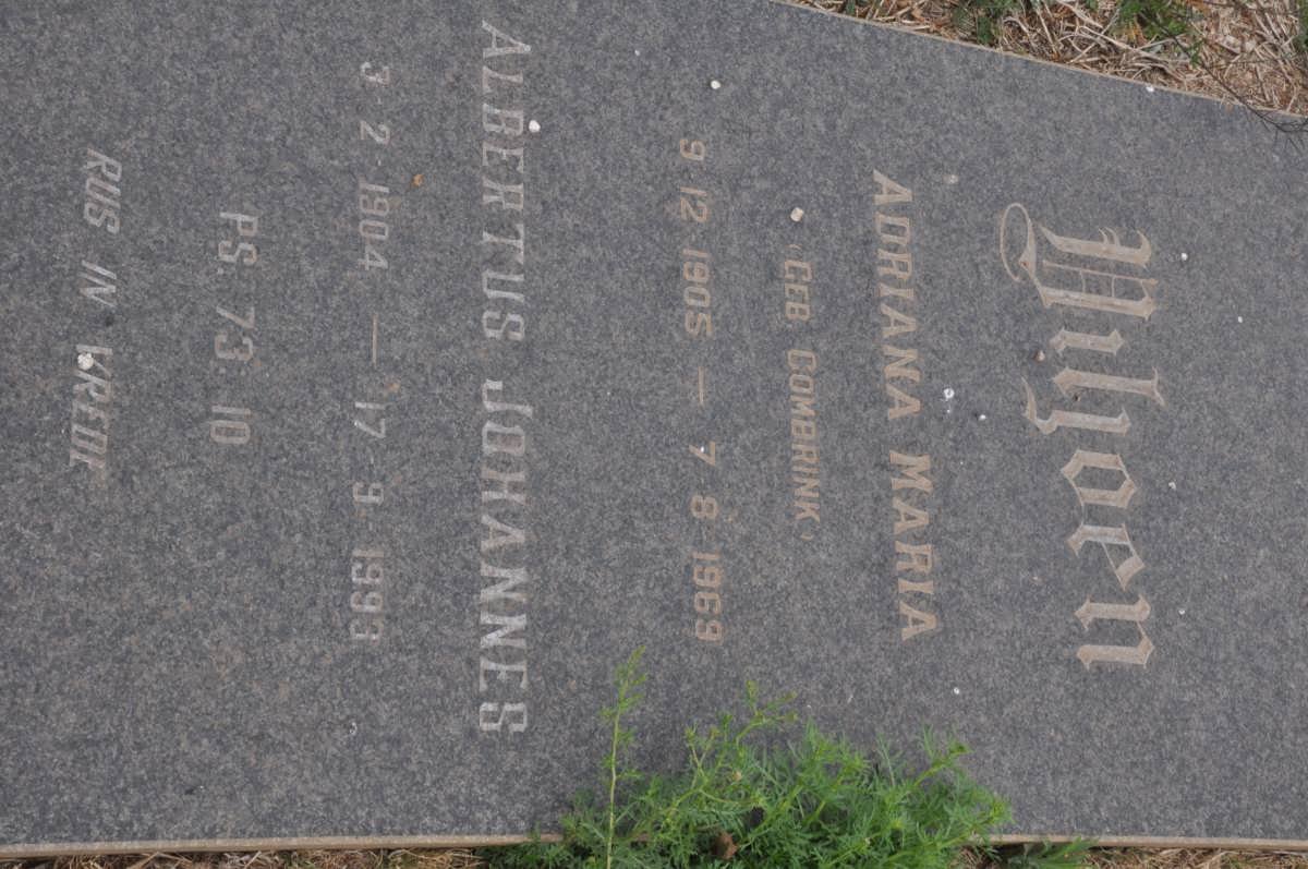 VILJOEN Albertus Johannes 1904-1993 &amp; Adriana Maria COMBRINK 1905-1969