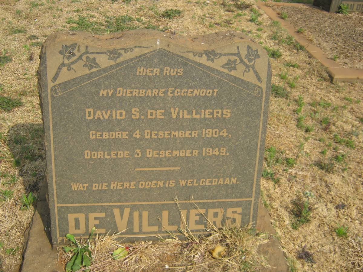 VILLIERS David S., de 1904-1949