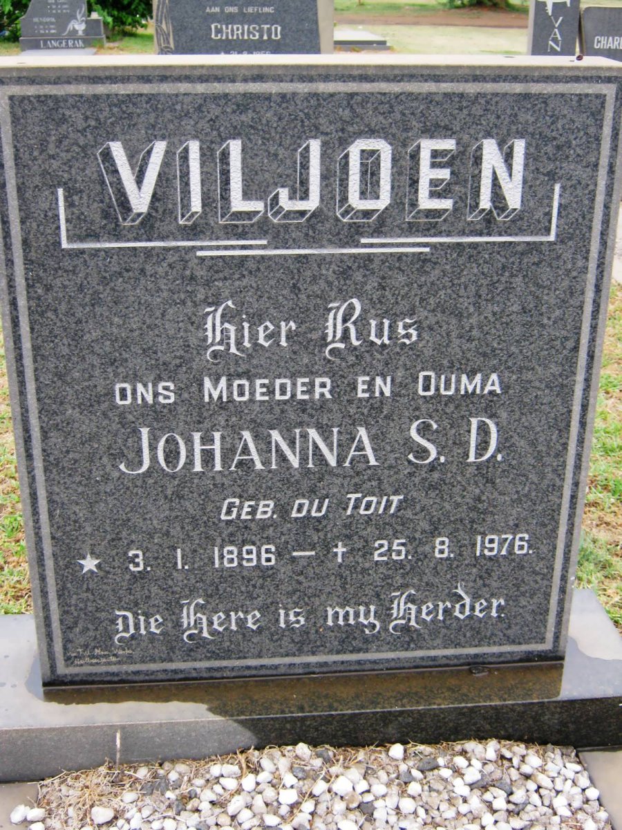 VILJOEN Johanna S.D. nee DU TOIT 1896-1976