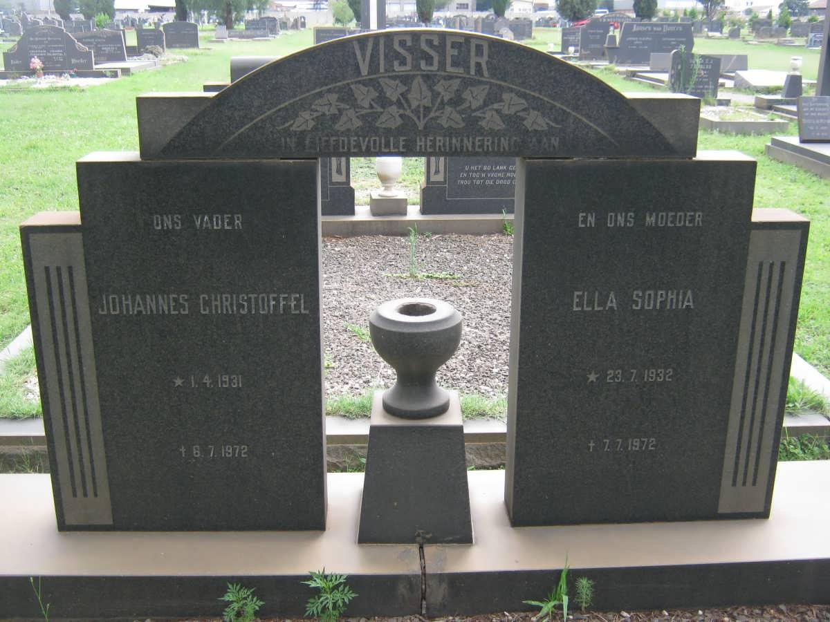 VISSER Johannes Christoffel 1931-1972 &amp; Ella Sophia 1932-1972