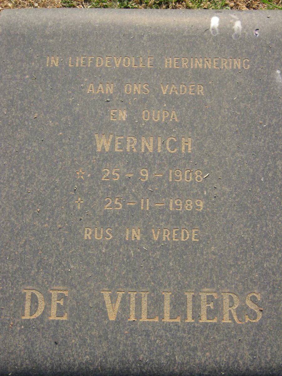VILLIERS Wernich, de 1908-1989