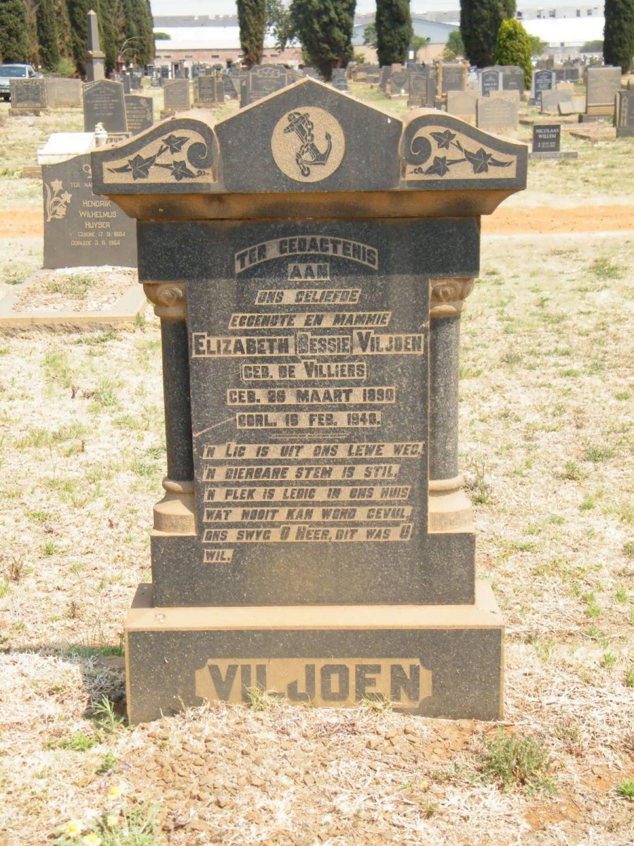 VILJOEN Elizabeth nee DE VILLIERS 1890-1948