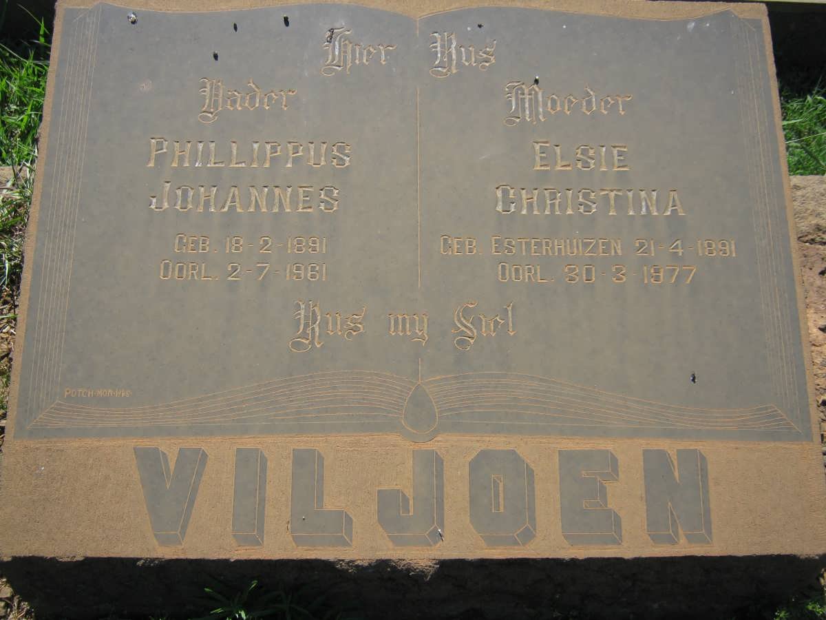 VILJOEN Phillippus Johannes 1891-1961 &amp; Elsie Christina ESTERHUIZEN 1891-1977