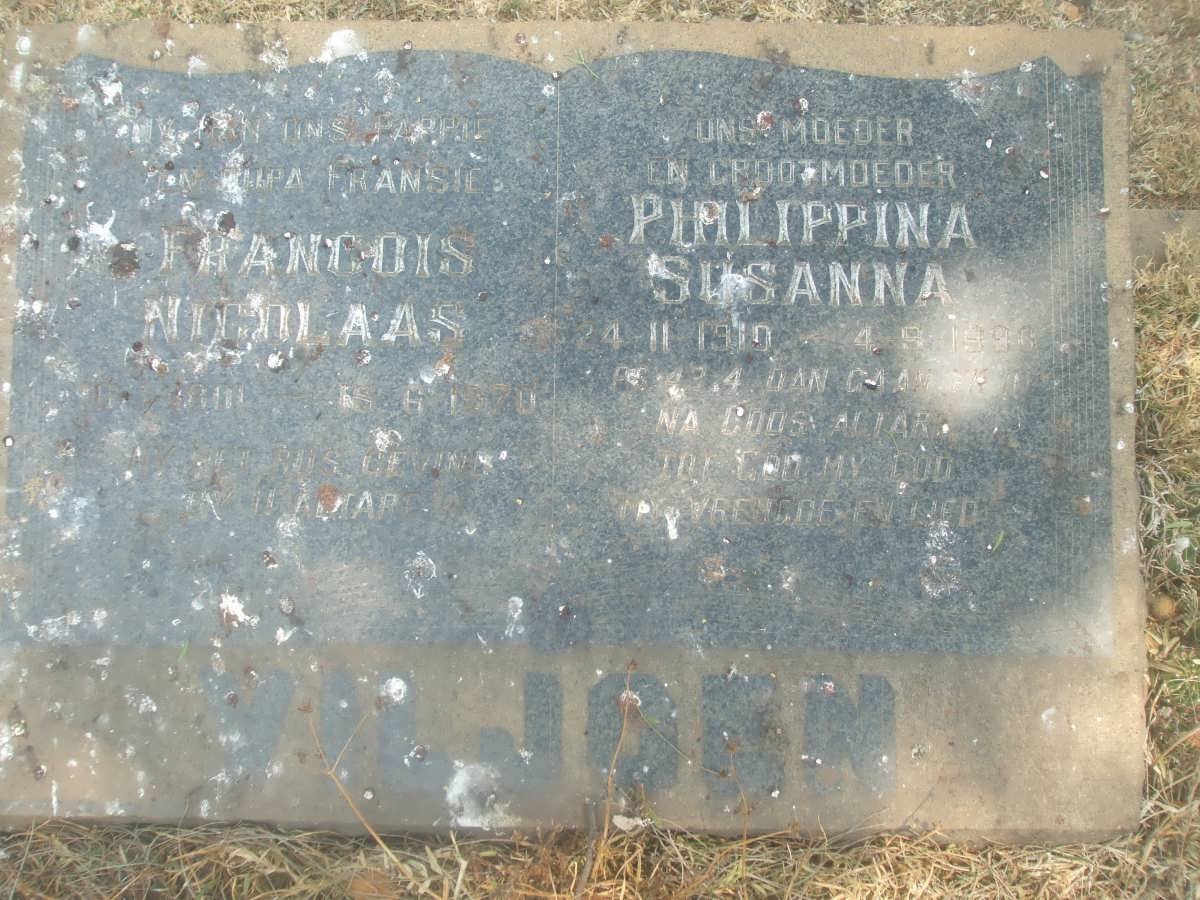 VILJOEN Francois Nicolaas -1970 &amp; Philippina Susanna 1910-1990
