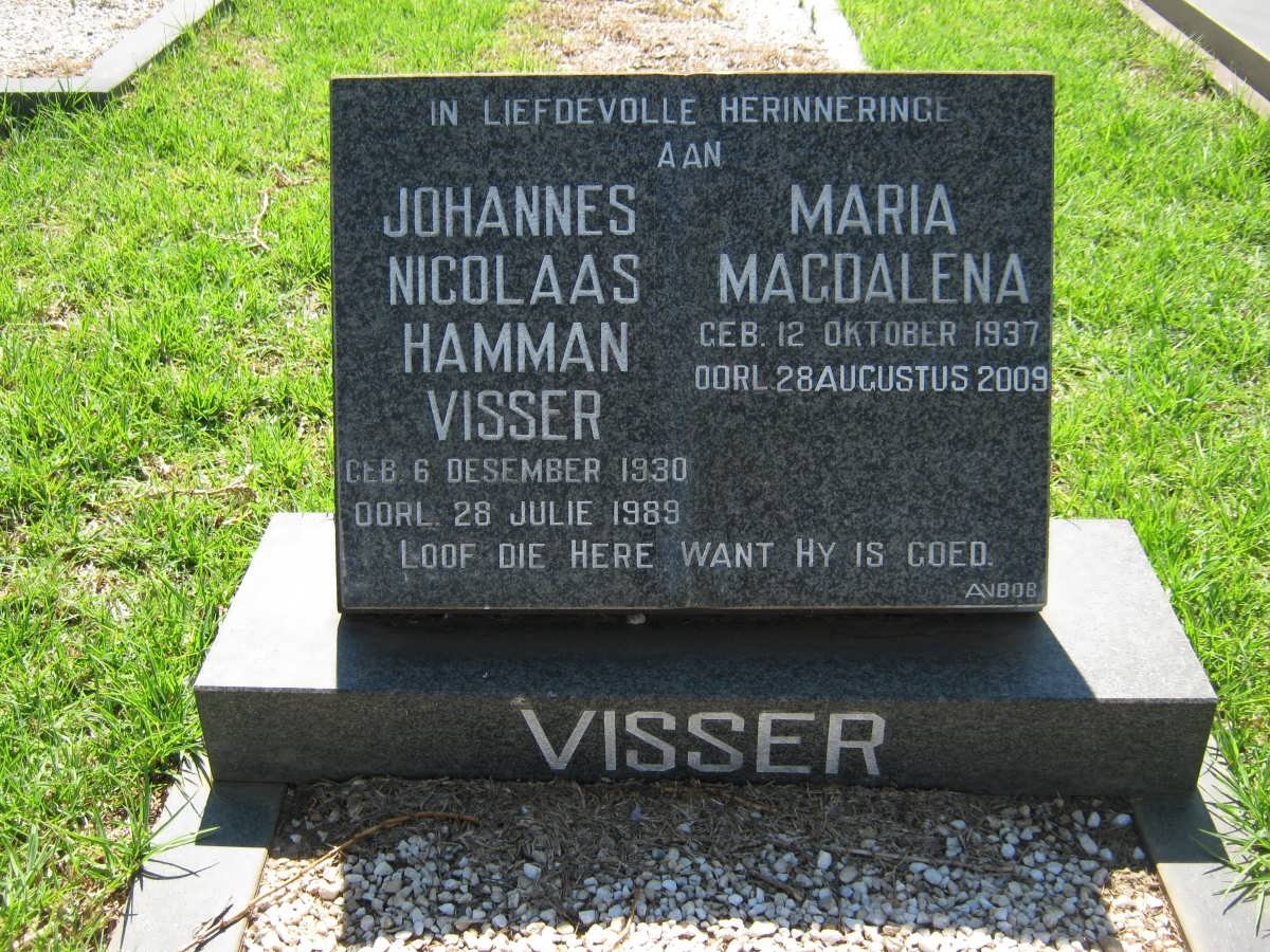 VISSER Johannes Nicolaas Hamman 1930-1989 &amp; Maria Magdalena 1937-2009