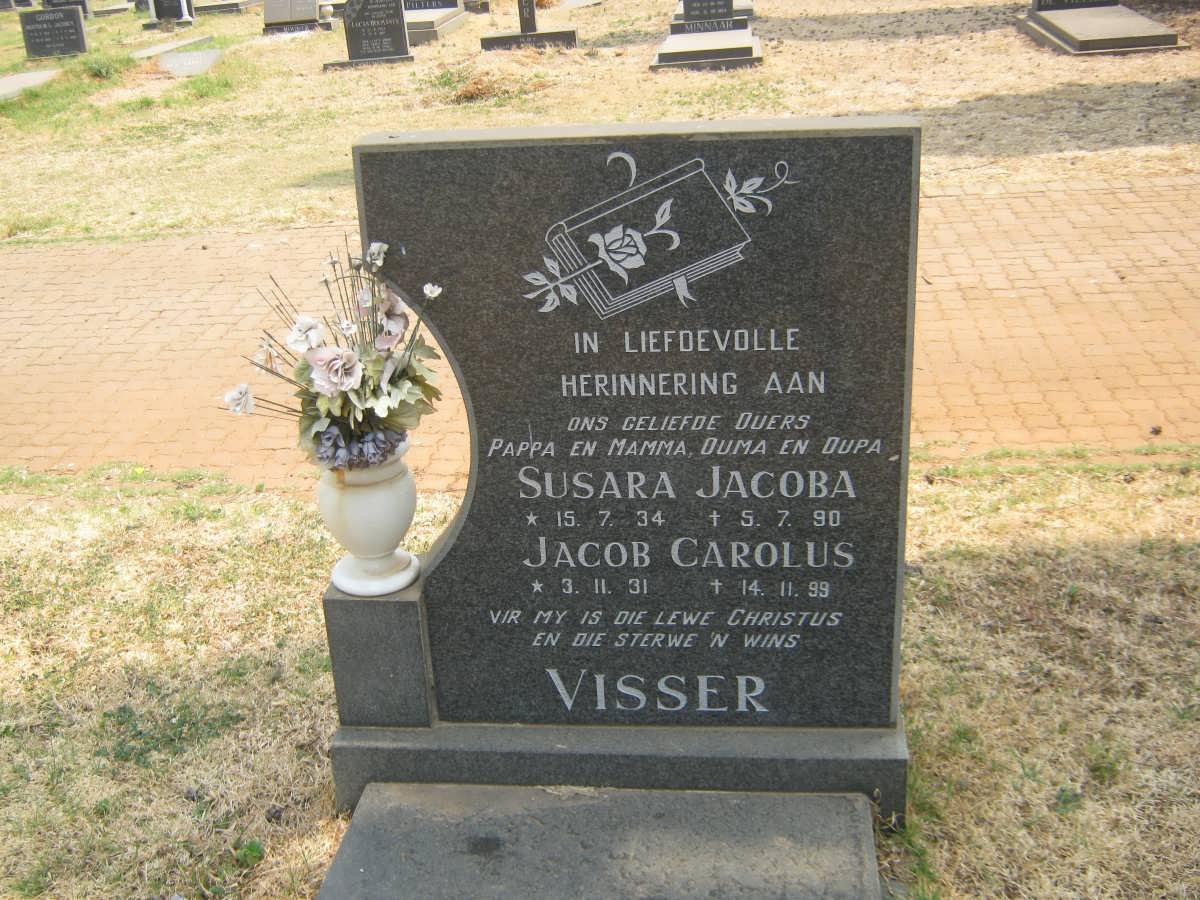 VISSER Jacob Carolus 1931-1999 &amp; Susara Jacoba 1934-1990
