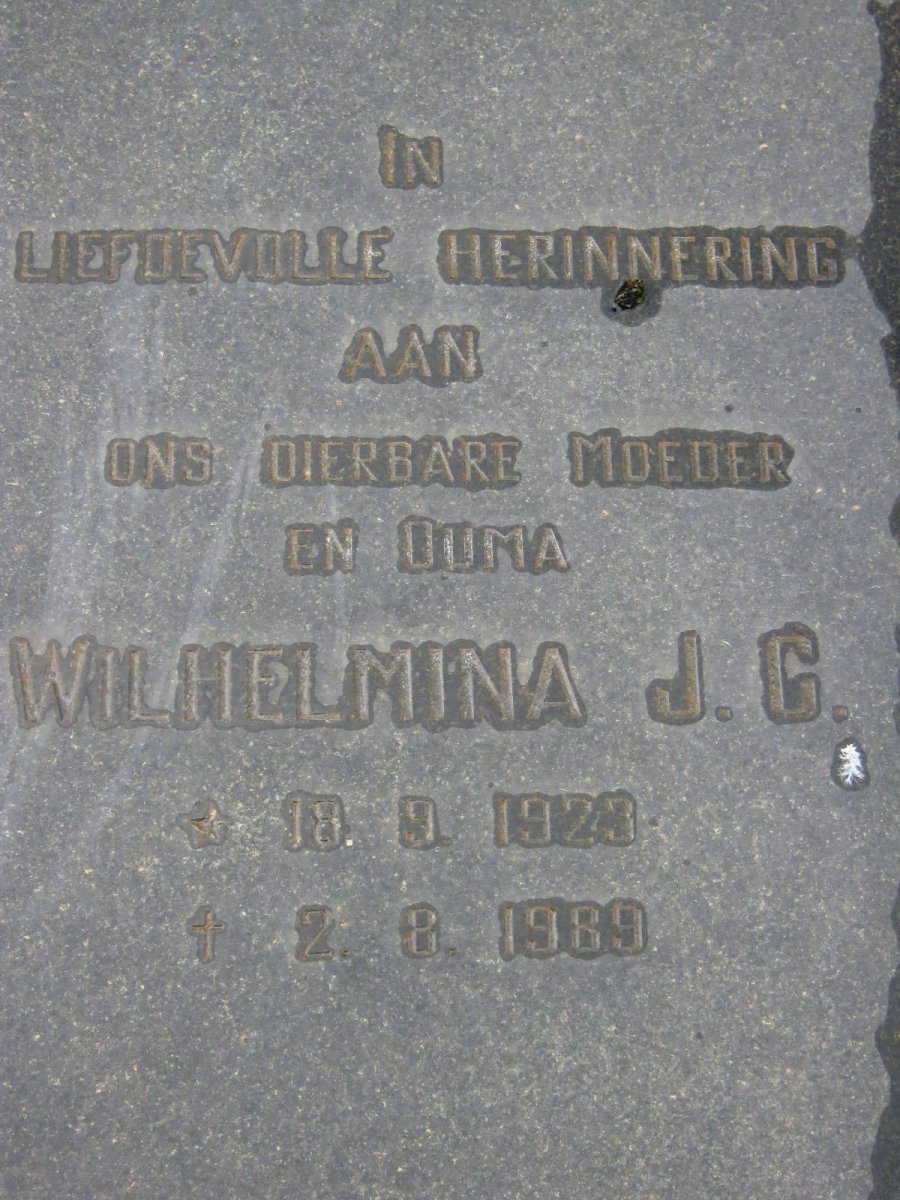 VILJOEN Wilhelmina J.C. nee KOTZE 1923-1989