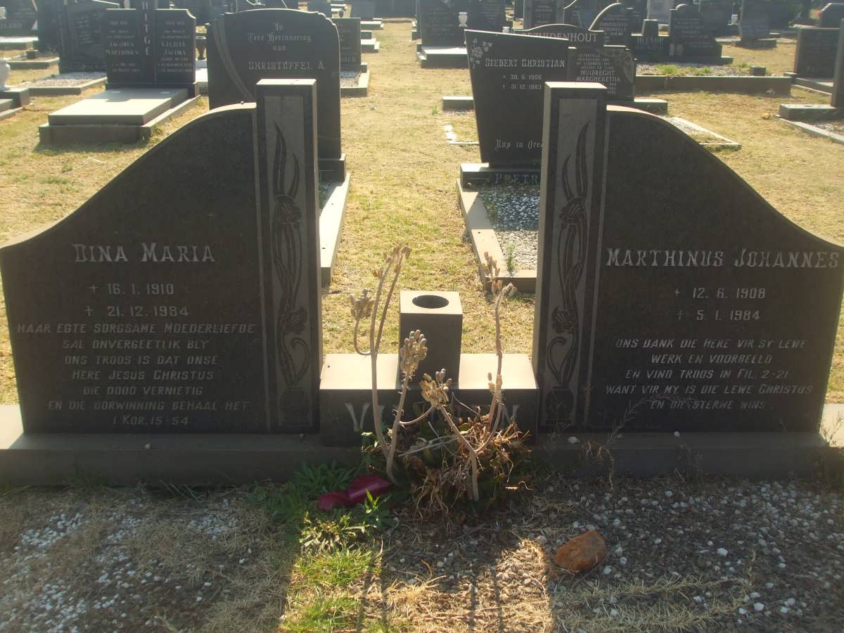 VILJOEN Marthinus Johannes 1908-1984 &amp; Dina Maria 1910-1984