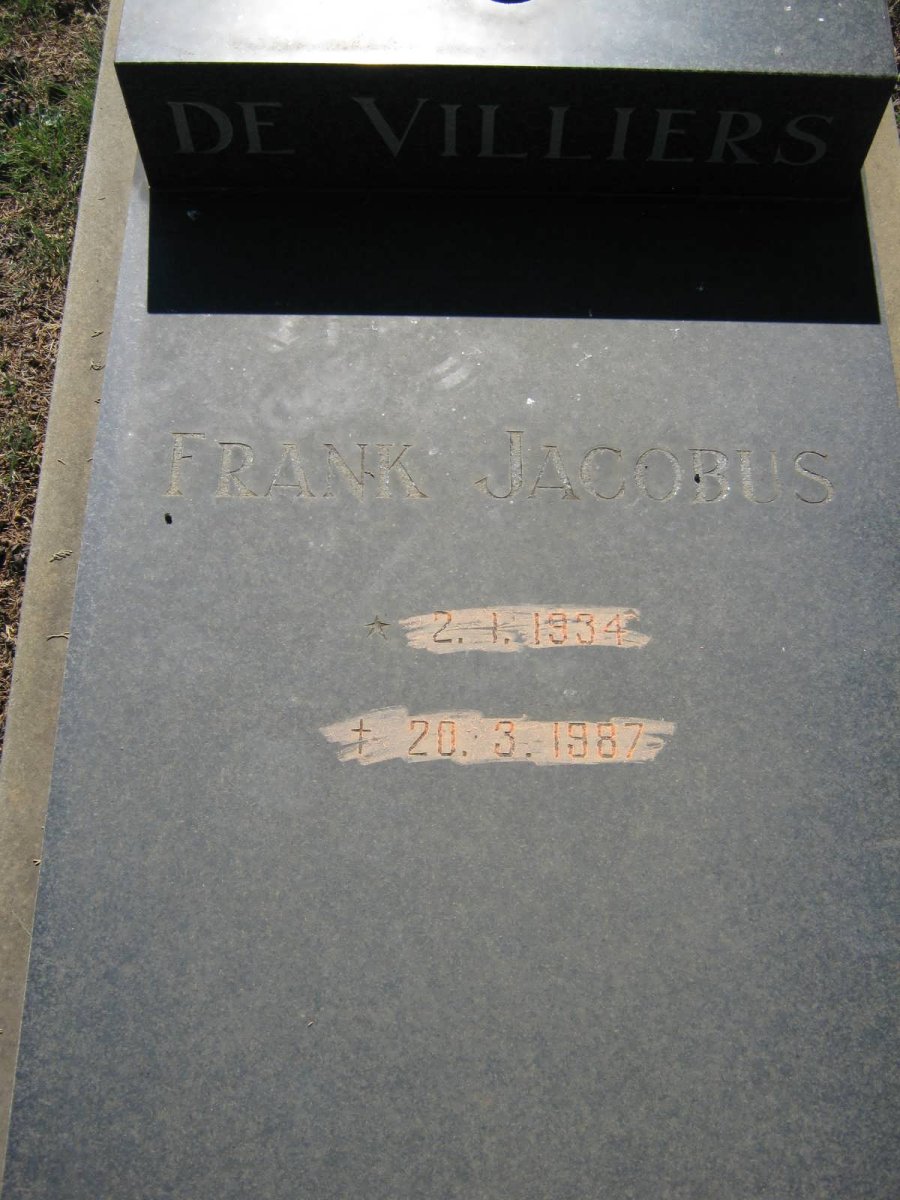 VILLIERS Frank Jacobus, de 1934-1987