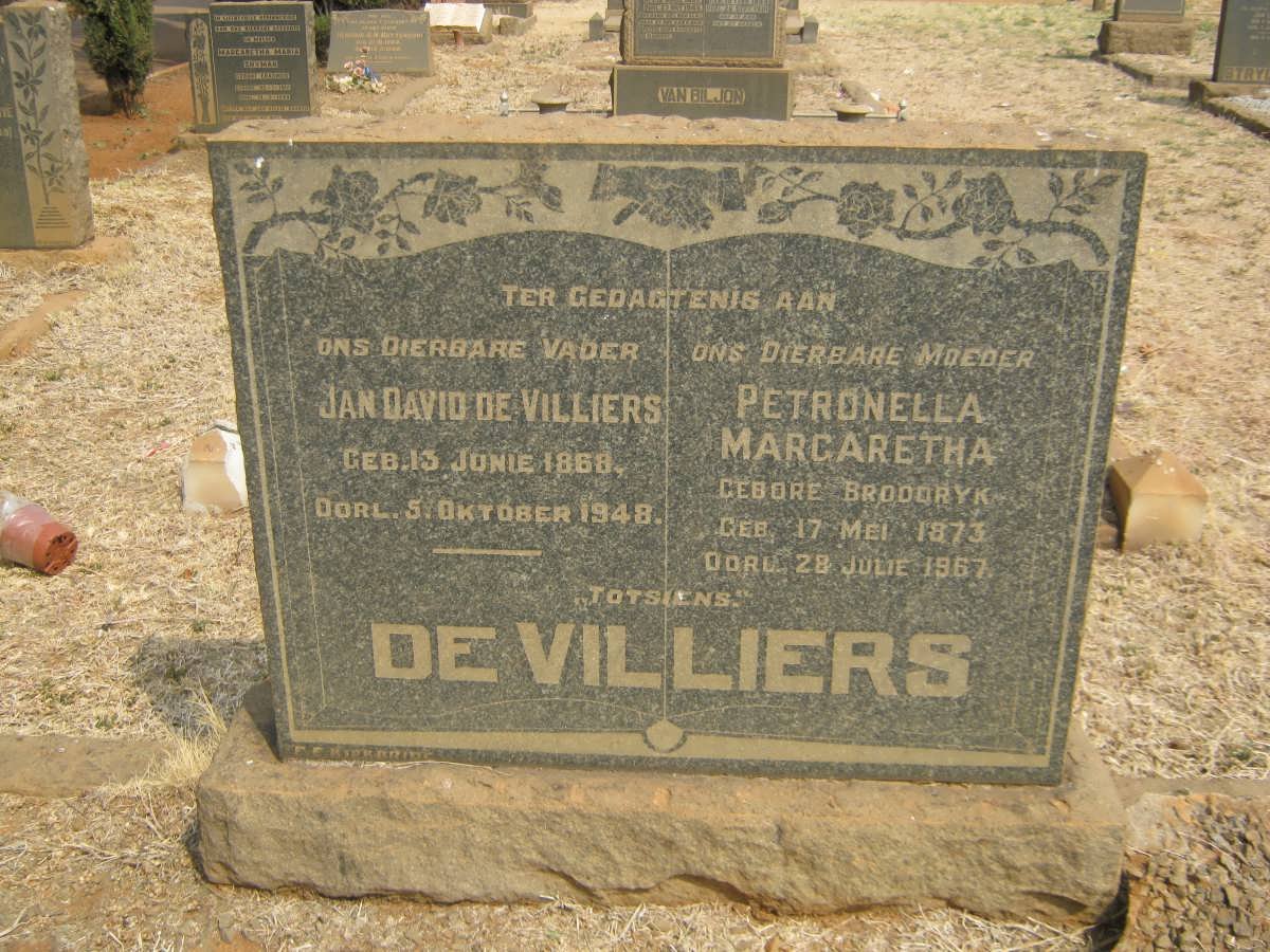 VILLIERS Jan David, de 1868-1948 &amp; Petronella Margaretha BROODRYK 1873-1967