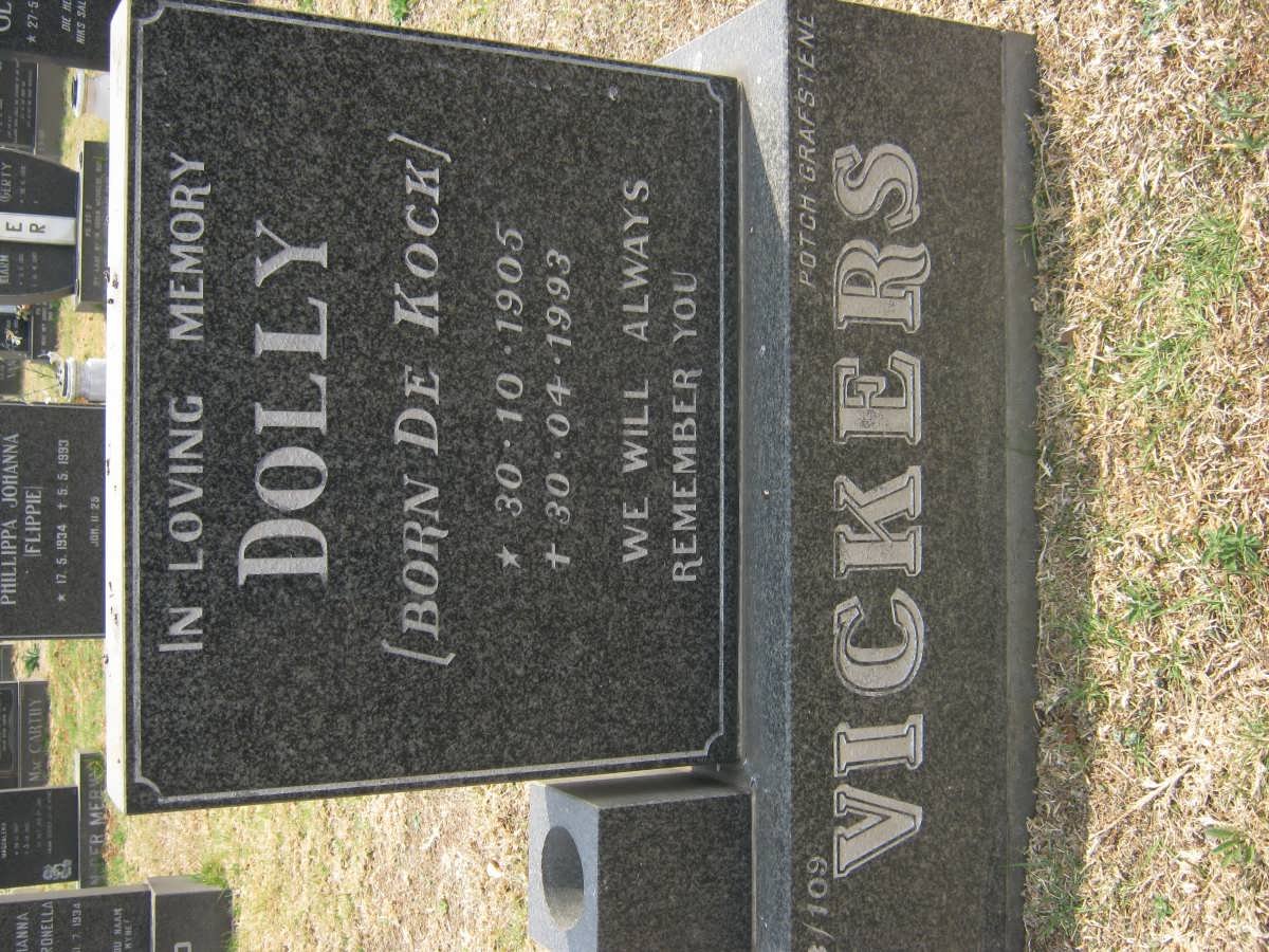 VICKERS Dolly nee DE KOCK 1905-1993