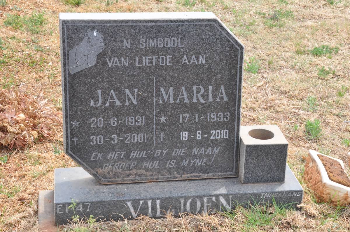 VILJOEN Jan 1931-2001 &amp; Maria 1933-2010