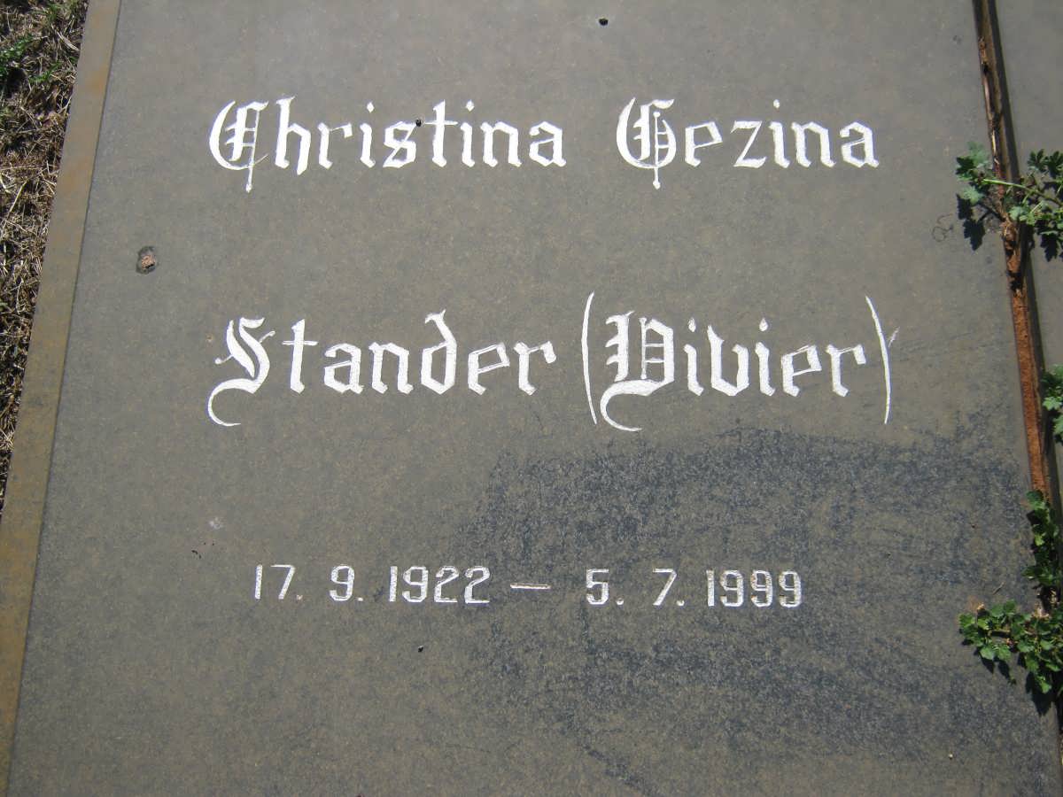 STANDER Christina Gezina nee VIVIER 1922-1999