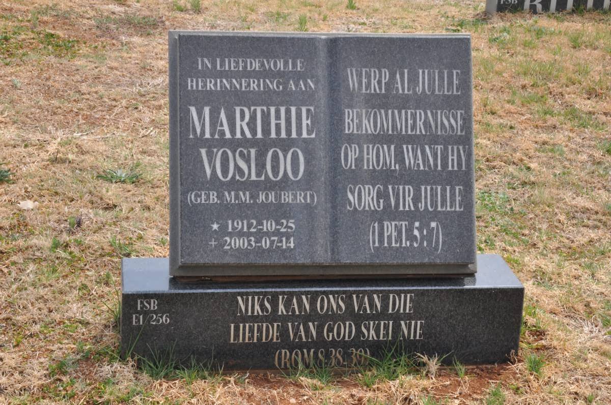 VOSLOO Marthie nee JOUBERT 1912-2003