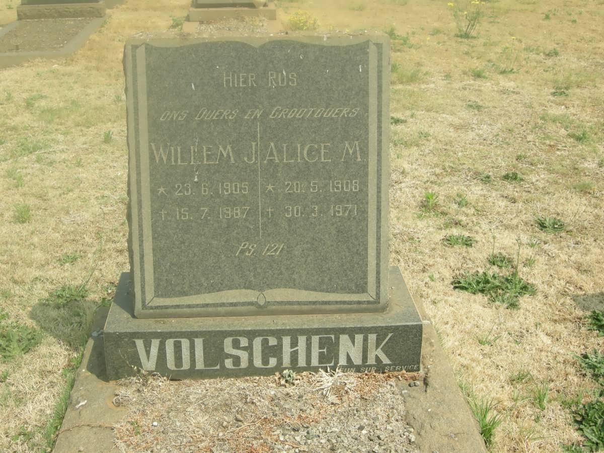 VOLSCHENK Willem J. 1905-1987 &amp; Alice M. 1908-1971