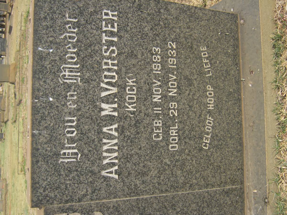 VORSTER Anna M. nee KOCK 1883-1932