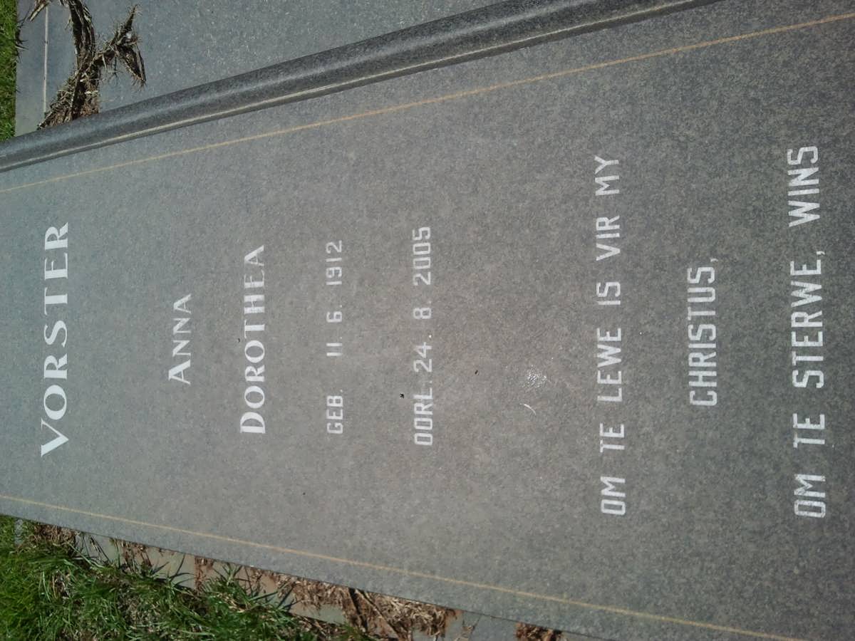 VORSTER Anna Dorothea 1912-2005
