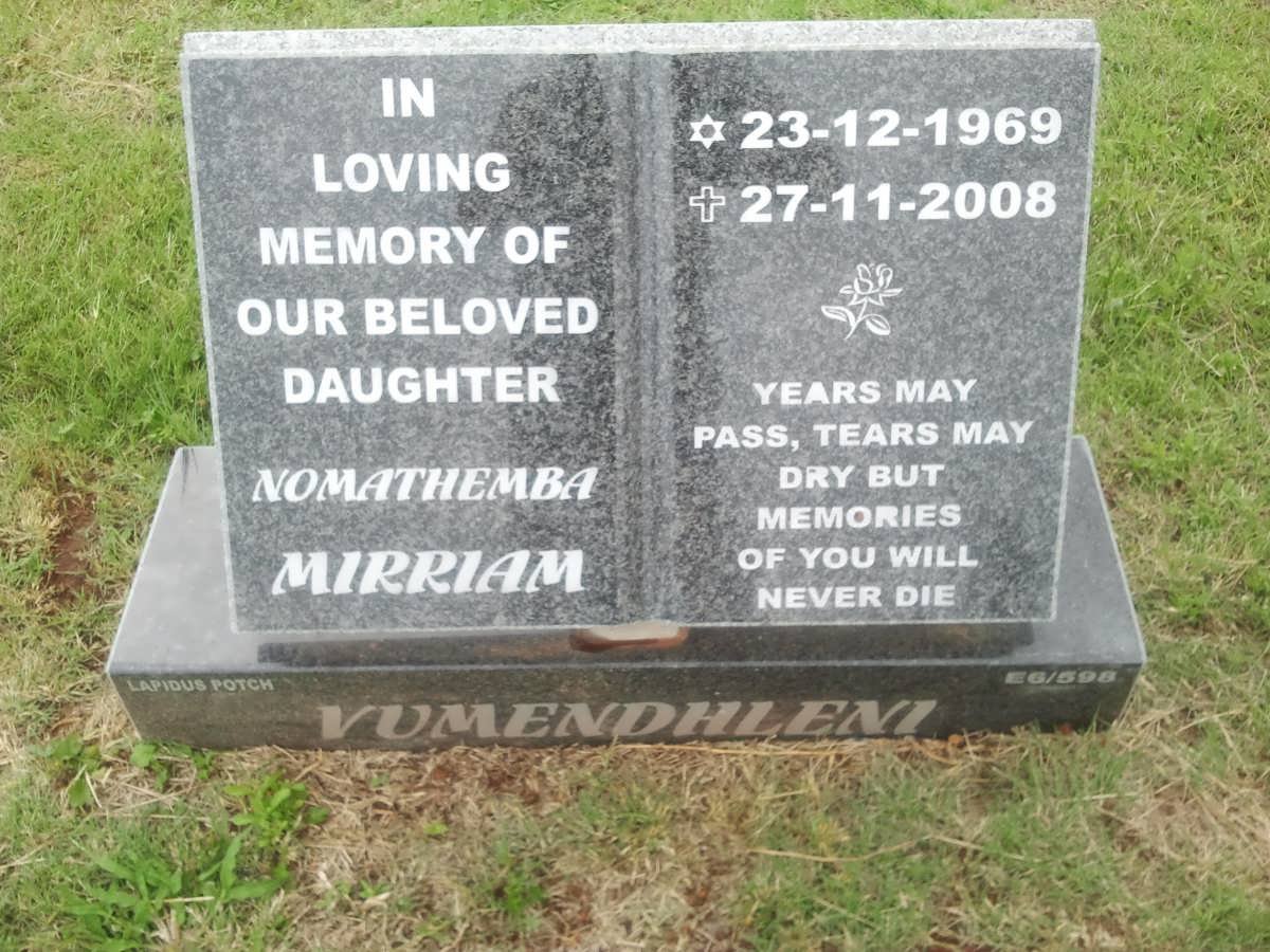 VUMENDHLENI Nomathemba Mirriam 1969-2008
