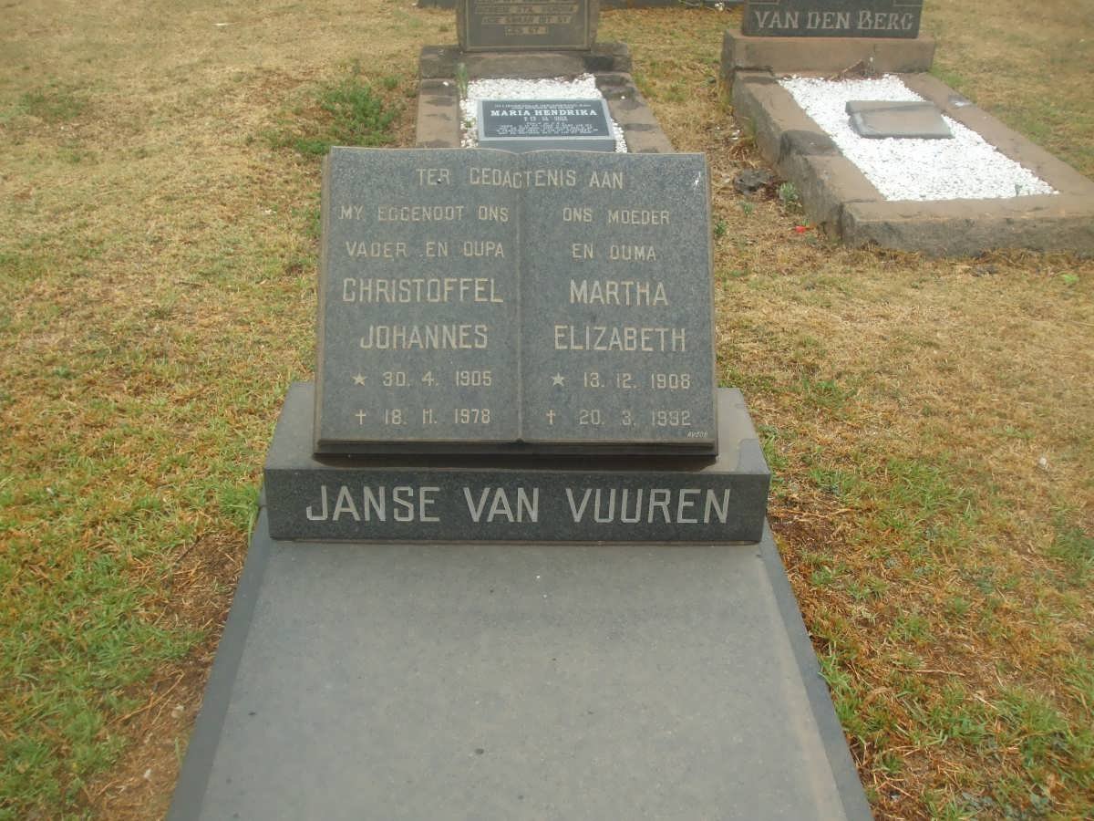 VUUREN Christoffel Johannes, Janse van 1905-1978 &amp; Martha Elizabeth 1908-1992