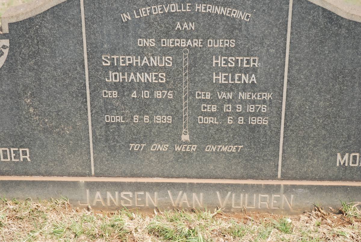 VUUREN Stephanus Johannes, Jansen van 1875-1939 &amp; Hester Helena VAN NIEKERK 1876-1965