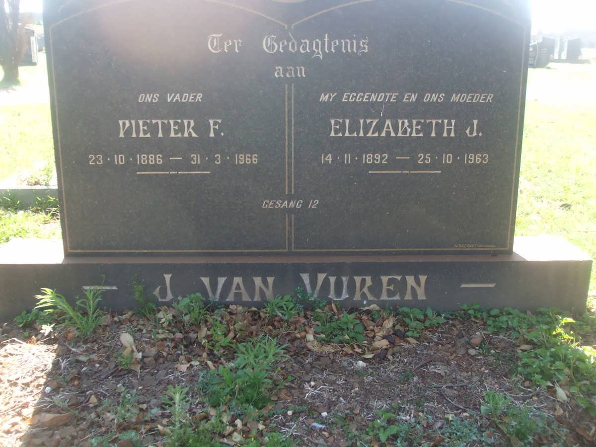 VUREN Pieter F., J. van 1886-1966 &amp; Elizabeth J. 1892-1963