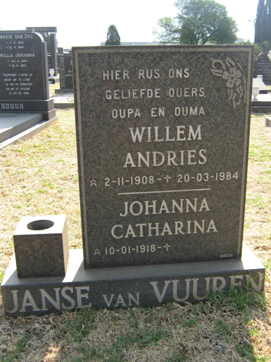 VUUREN Willem Andries, Janse van 1908-1984 &amp; Johanna Catharina 1918-