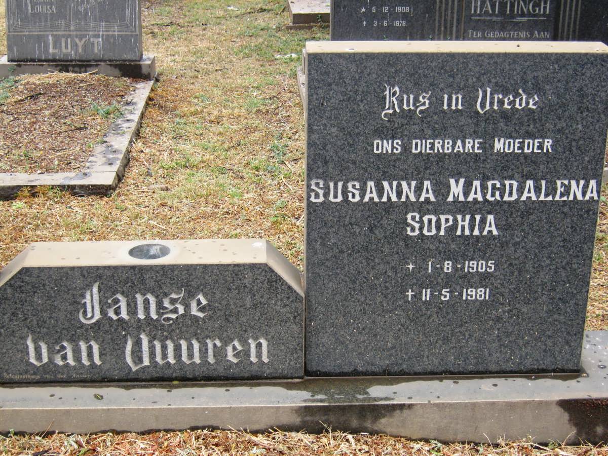 VUUREN Susanna Magdalena Sophia, Janse van 1905-1981