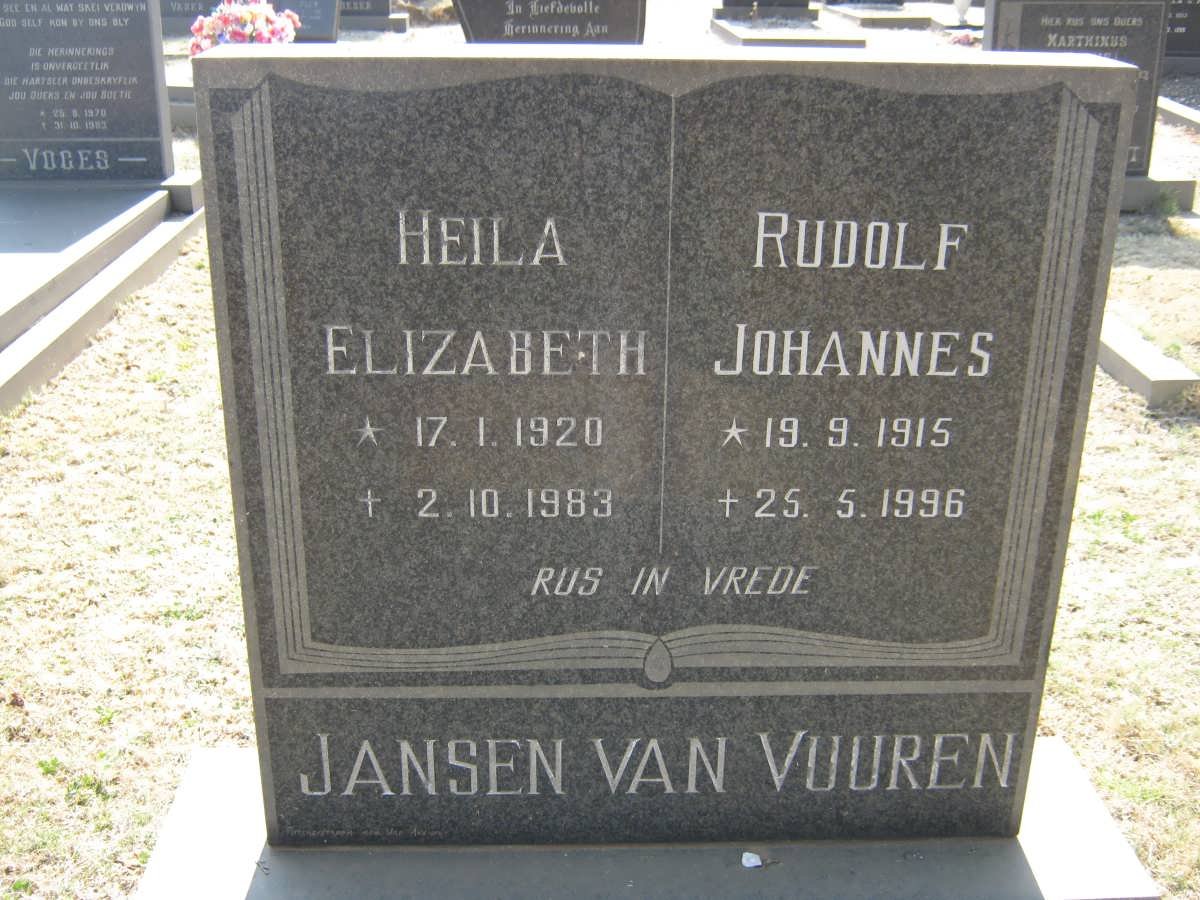 VUUREN Rudolf Johannes, Jansen van 1915-1996 &amp; Heila Elizabeth 1920-1983