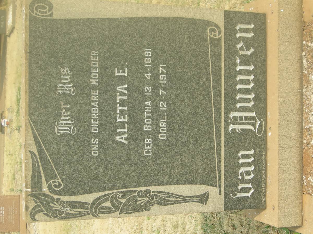 VUUREN Aletta E., van nee BOTHA 1891-1971