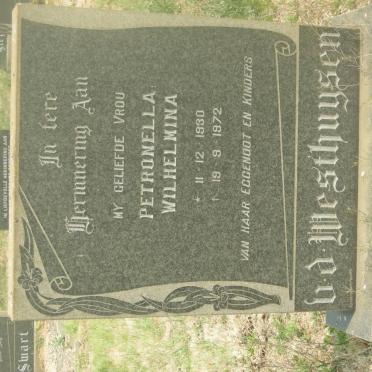 WESTHUIZEN Petronella Wilhelmina, v.d. 1930-1972
