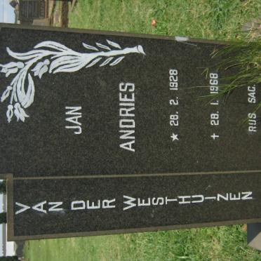 WESTHUIZEN Jan Andries, van der 1928-1968
