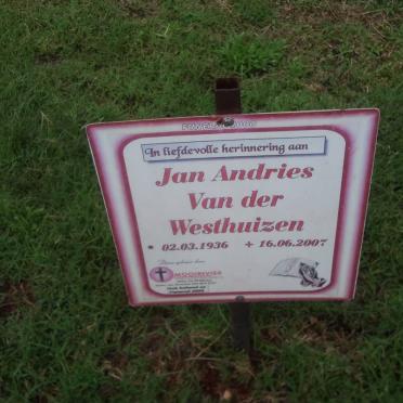 WESTHUIZEN Jan Andries, van der 1936-2007