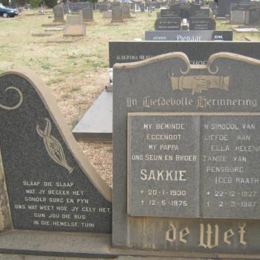 WET Sakkie, de 1930-1975 :: JANSE VAN RENSBURG Ella Helena nee RAATH 1937-1987