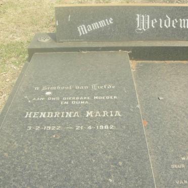 WEIDEMAN Hendrk J.S. 1916-1973 &amp; Hendrina Maria 1922-1982