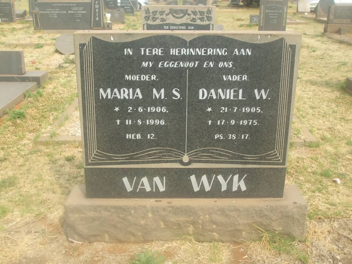 WYK Daniel W., van 1905-1975 &amp; Maria M.S. 1906-1996