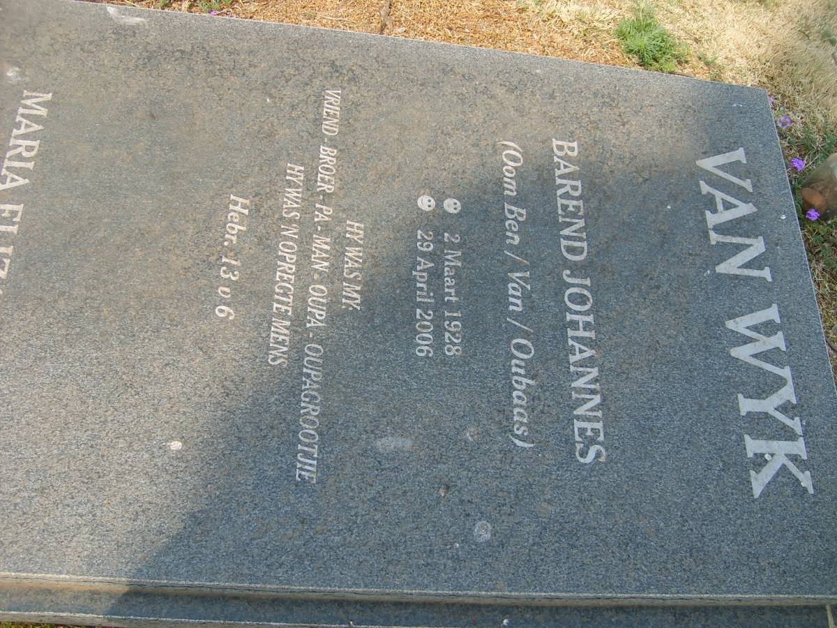 WYK Barend Johannes, van 1928-2006 &amp; Maria Elizabeth ?