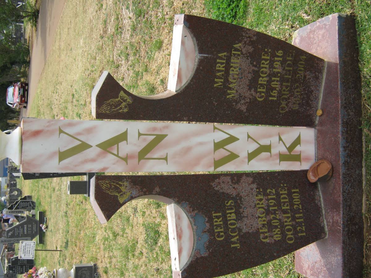 WYK Gert Jacobus, van 1912-2001 &amp; Maria Magrieta 1916-2004