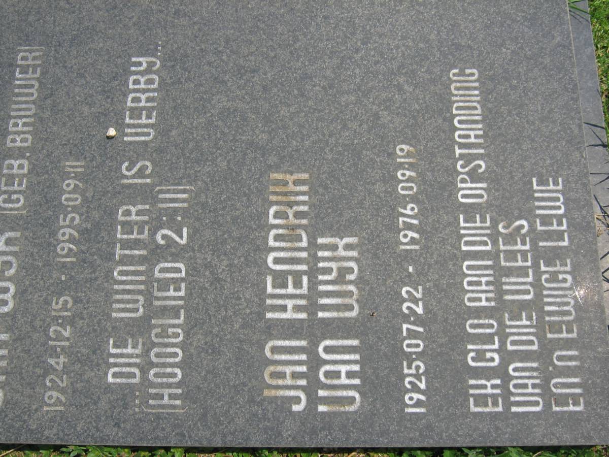 WYK Jan Hendrik, van 1925-1976